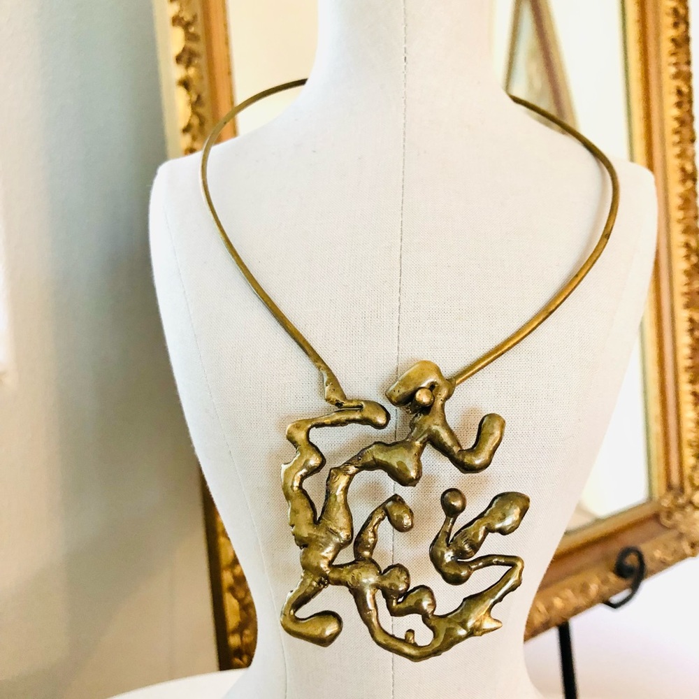 Vintage Brutalist Free form Statement necklace - Picture 9 of 14
